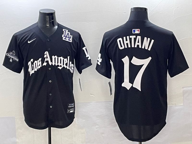 Men Los Angeles Dodgers #17 Ohtani Black Five generations Joint Name 2025 Nike MLB Jersey style 43